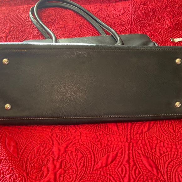 Pleather satchel with nylon lining and baseball top stitching - Picture 7 of 16